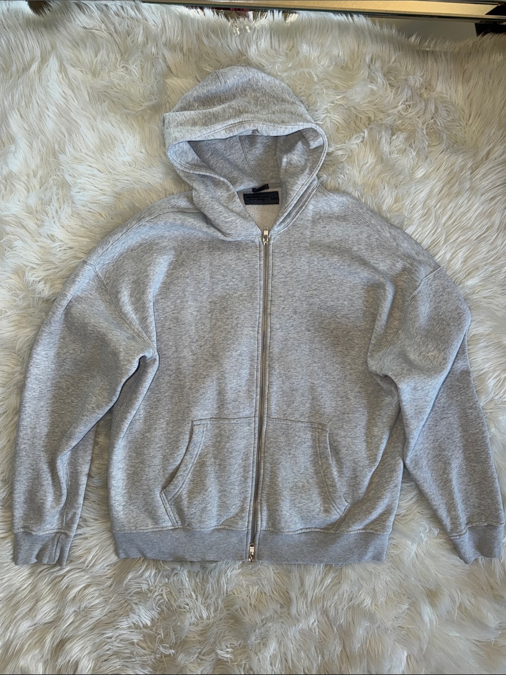 Abercrombie & Fitch Light Heather Gray Essential Full-Zip Hoodie - Picture 2 of 9